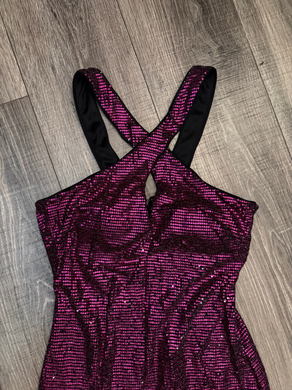 Guess Metallic Fuchsia Crossback Mini Dress - Picture 2 of 5